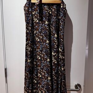 Reformation Floral Maxi Skirt - Navy and Chocolate